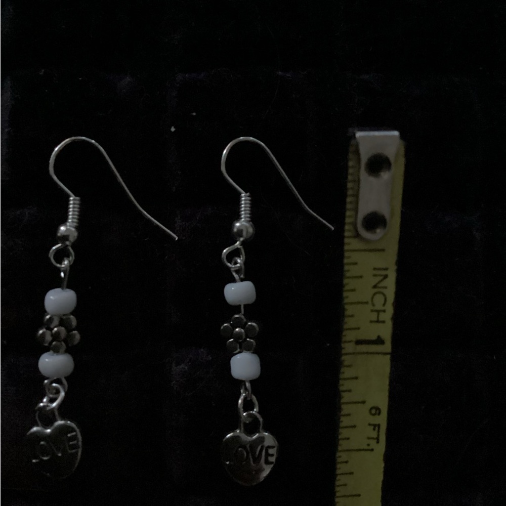 Silver Heart Charm Earrings
